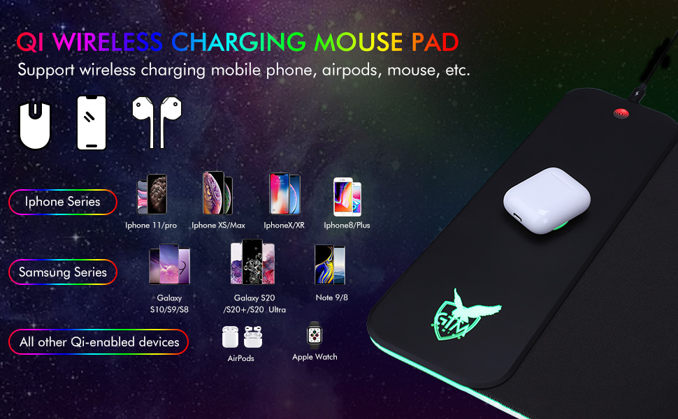 wireless charging mouse pad
