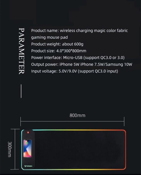 Wireless Charging RGB Gaming Mouse Pad