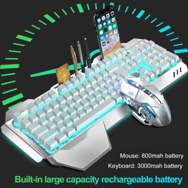 Wireless Gaming Keyboard  Mouse and Large RGB Mouse Pad
