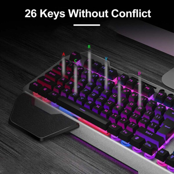 Wireless Gaming Keyboard  Mouse and Large RGB Mouse Pad