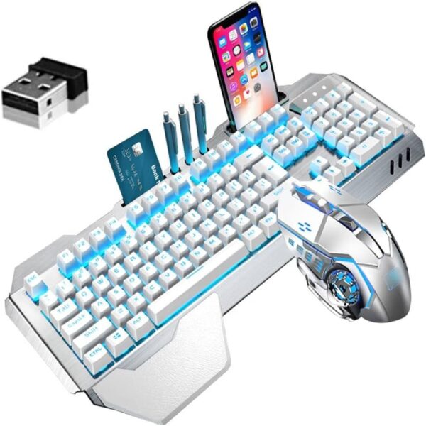 Wireless Gaming Keyboard  Mouse and Large RGB Mouse Pad